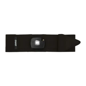 Viviana Straps Extreme Ankle for Shure ADX1M - Black: a black strap laid flat with a Shure ADX1M in its pouch.