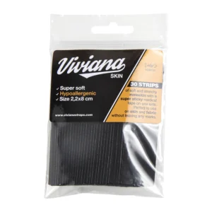 Viviana Moleskin Original Lav Mic Tape Strips - Black: black strips in the retail bag.