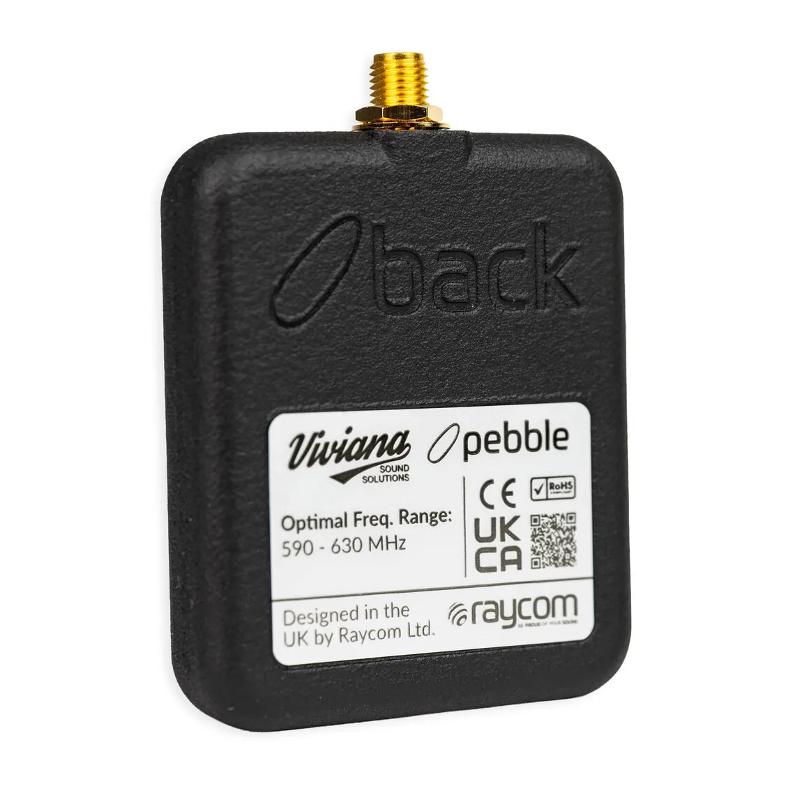 Viviana Pebble Body Wave Antenna: the back, marked BACK, with its label.
