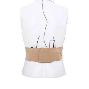 Viviana Straps Extreme Waist Low Profile Double Pouch - Beige: a beige strap worn on a mannequin's waist with two transmitters.