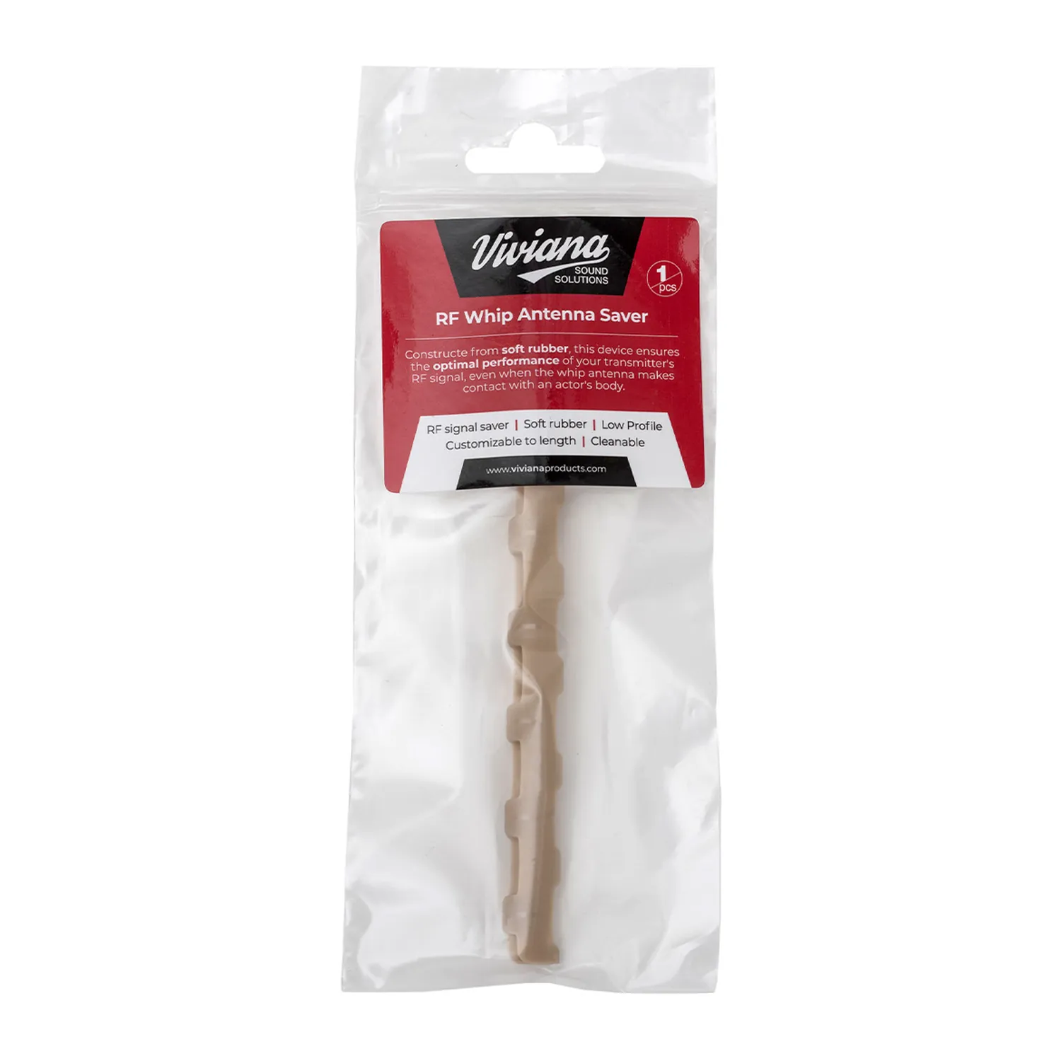 Viviana RF Saver for Transmitter Whip Antennas: one beige RF Saver in the retail bag.