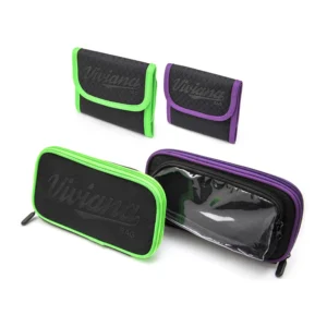 Viviana Bag: small and big bags in green and purple.
