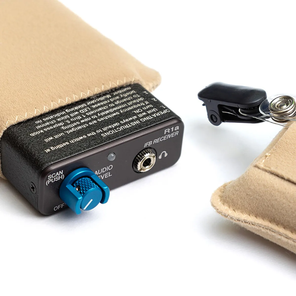 Viviana Belt Puffy Pouches: transmitter beside its pouch.