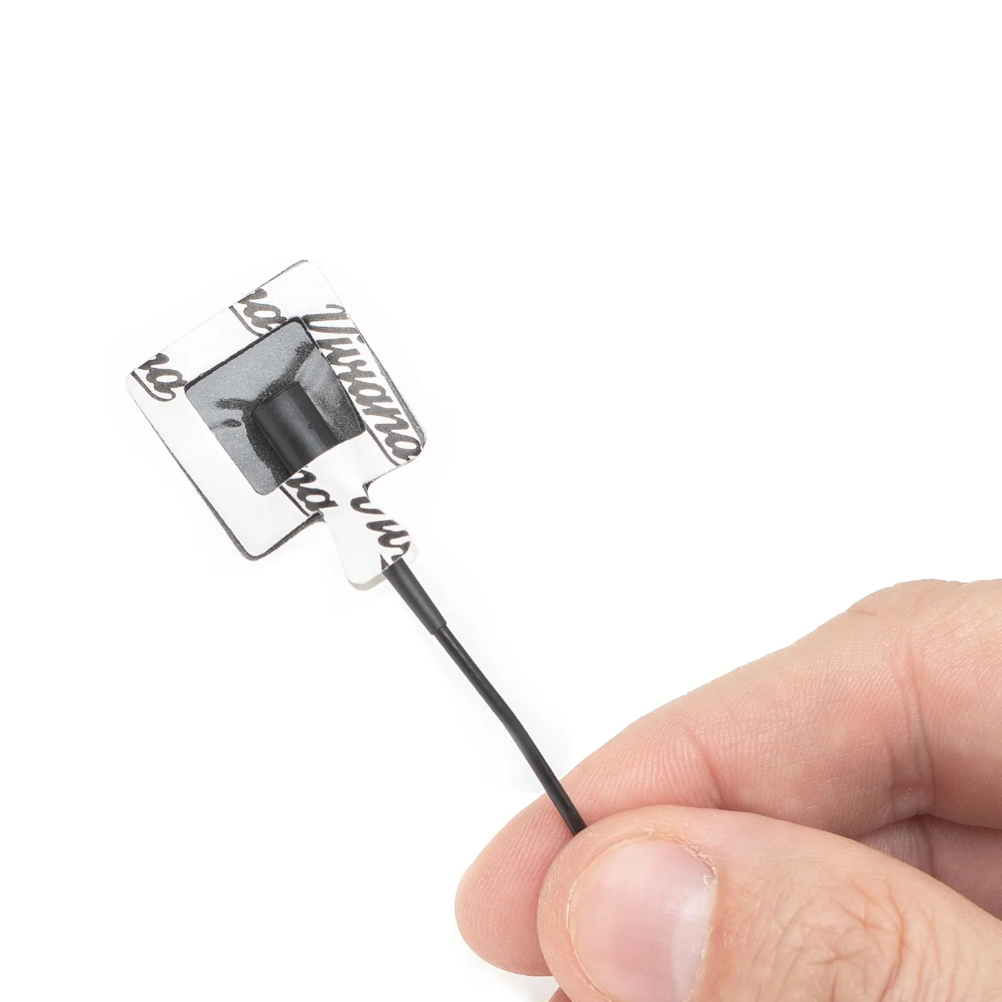 Viviana Dots Premium Stickers with Hole: square sticker on a lav mic.
