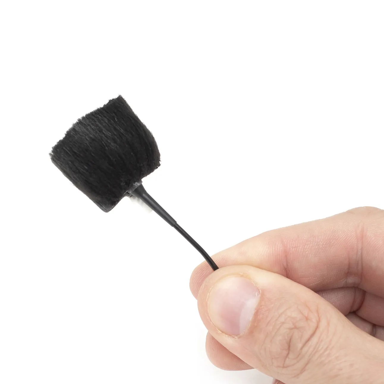 Viviana Dots Premium Stickers with Hole: fur held on a lav mic.
