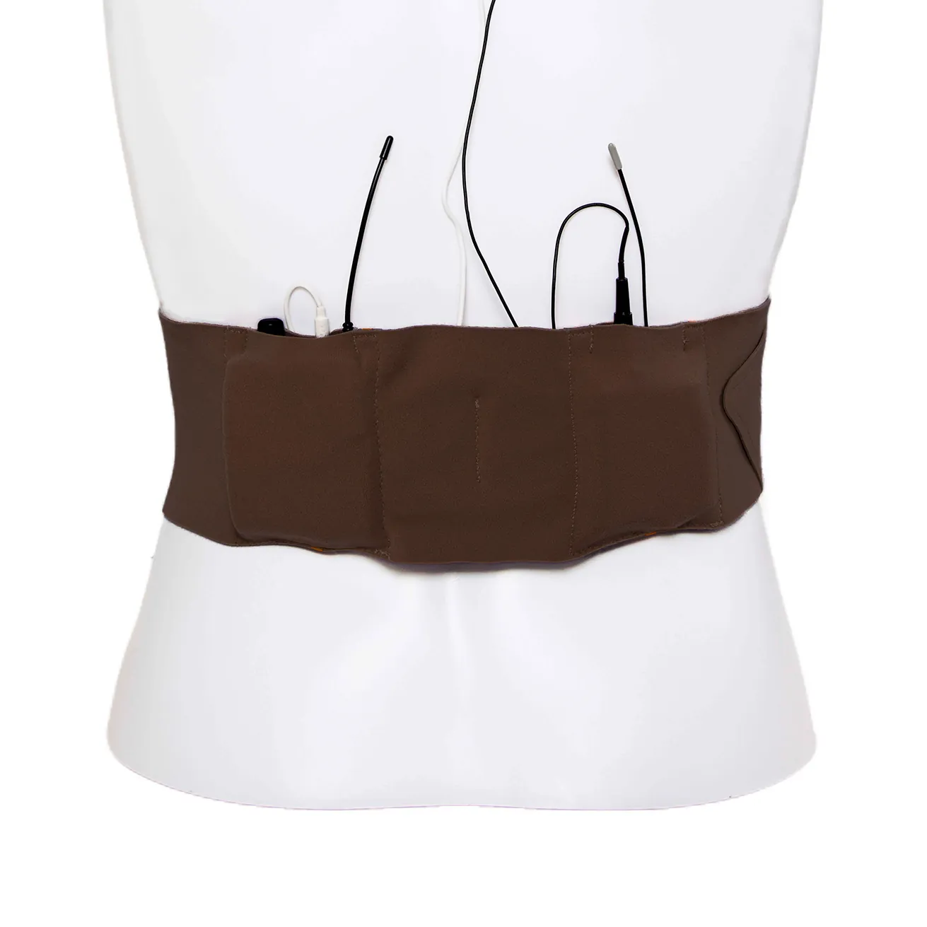 Viviana Straps Extreme Waist Double Pouch Standard: the brown strap worn with two transmitters.