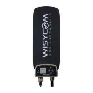 Wisycom ADFA Wideband Omnidirectional Active Antenna: The ADFA omnidirectional antenna in its black housing with its connector.