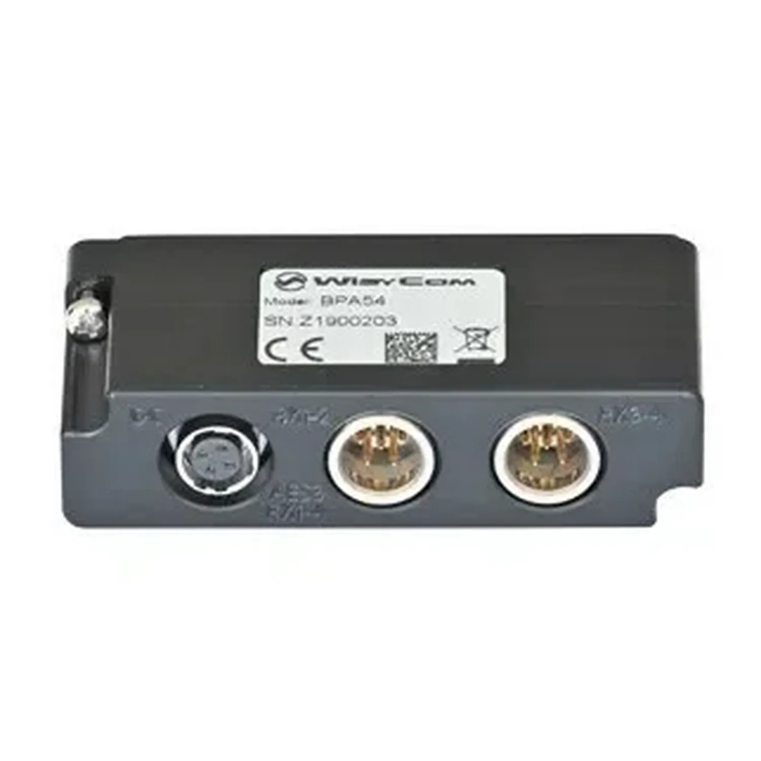 Wisycom BPA54 Stand Alone End Plate for MCR54 Receiver: The BPA54 rear panel with its Hirose and mini XLR connectors.