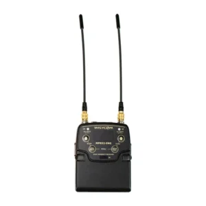 Wisycom MPR52-ENG-B12 Two-Channel Ultra-Wideband Receiver: The MPR52-ENG bodypack receiver with two whip antennas.