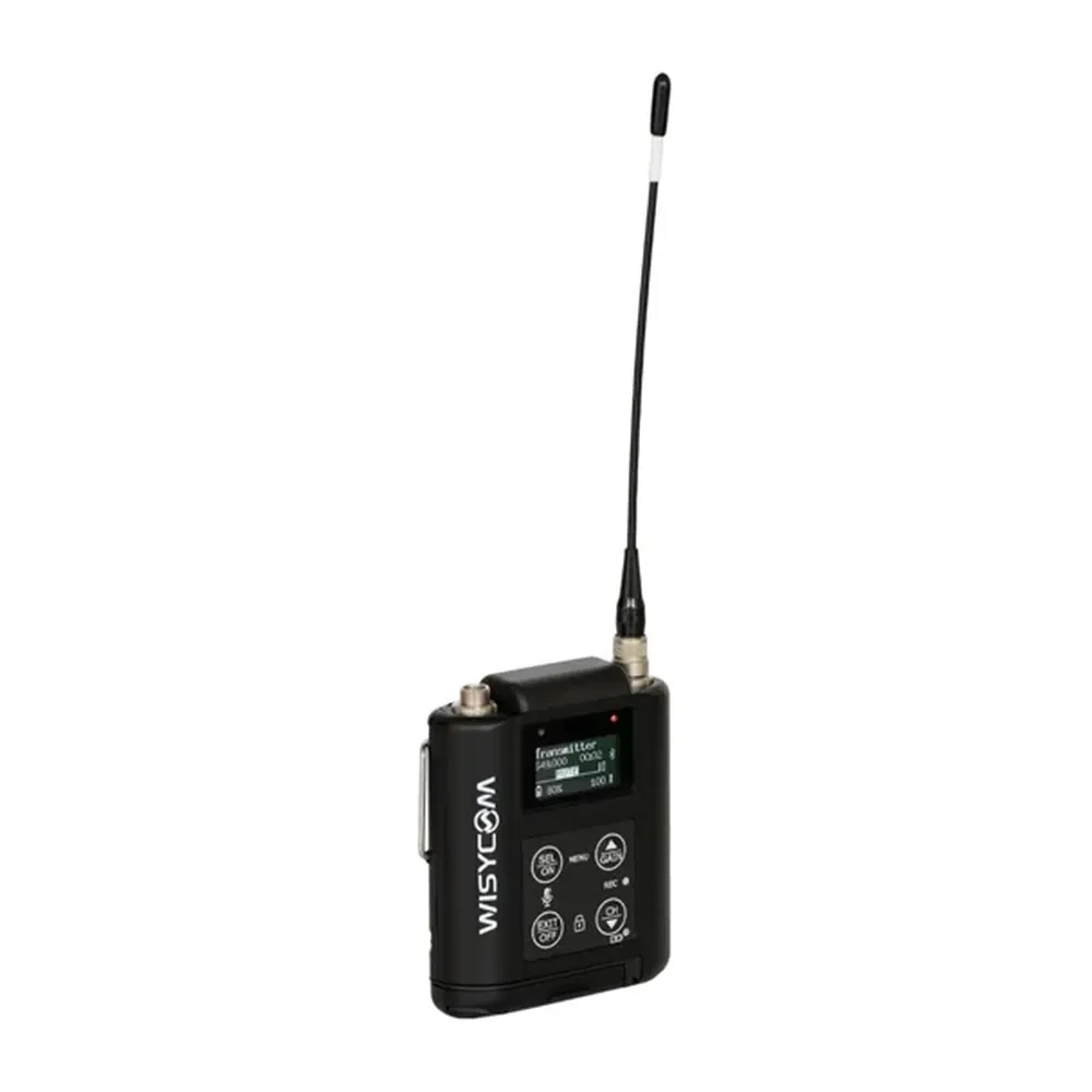 Wisycom MTP60 Multiband Bodypack Transmitter: The MTP60 from the front at a smaller scale.
