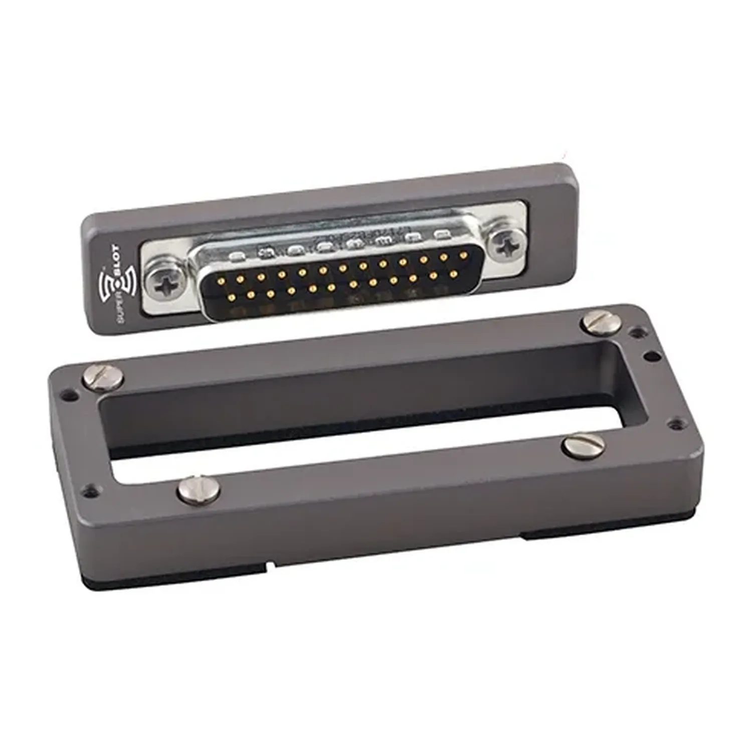 Wisycom SLK54-IK SuperSlot End Plate for MCR54 Receiver: The SLK54-IK upper flange and rear panel with its multi-pin connector.