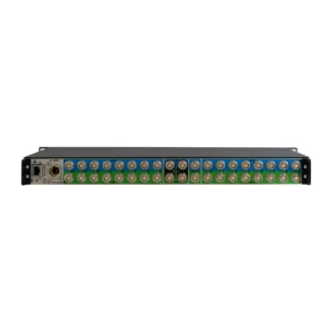 Wisycom SPL2216/SPL2208 Wideband Active Antenna Combiner: The SPL2216 rear panel with its rows of BNC connectors.