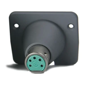 Zaxcom CNST 5-Pin XLR Stereo Analog Plug-on Cone: The cone from the front, with its 5-pin XLR female socket and mounting flange.
