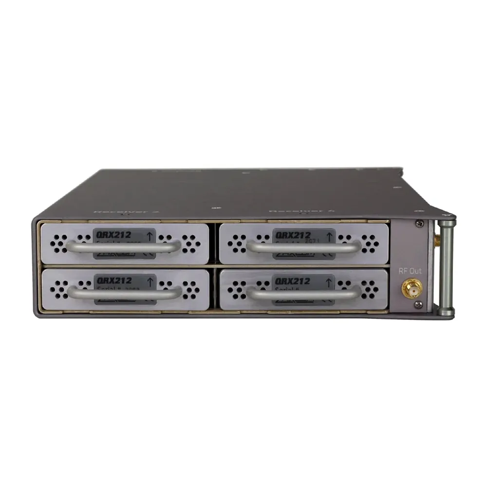 Zaxcom RX-12 Digital Wireless Receiver: The RX-12 from above, with receiver modules in its slots.