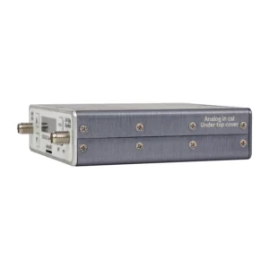 Zaxcom TRXCL5 Wide-Band Camera Link Transmitter: The TRXCL5 at an angle, with its display, buttons, and ZaxNet and UHF antenna connectors.