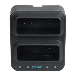 Zaxcom URX50 Dual Drop-In Charger: The URX50 Dual Drop-In Charger from above, with its two empty bays.