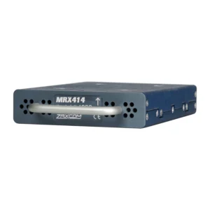 Zaxcom MRX414 Module Receiver: The MRX414 module at an angle, with its label and vents.