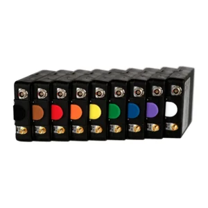 Zaxcom MicroSD Card Slot Plug: MicroSD Card Slot Plugs in black and eight colors, each fitted to a Zaxcom transmitter.