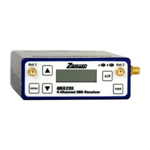 Zaxcom QRX235 4-Channel ENG Receiver with QIFB: The QRX235 at an angle from the front.