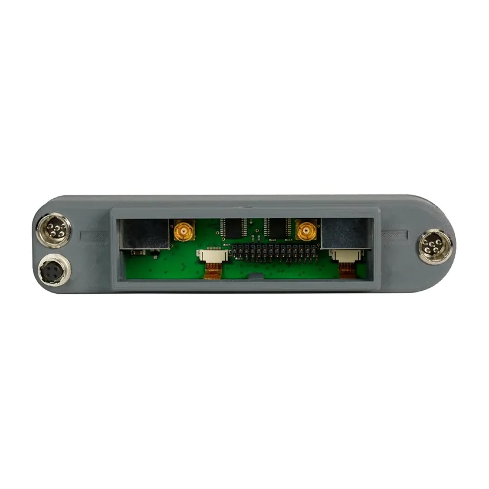Zaxcom RX-4 MRX Module Interface: The back of the RX-4 with no module fitted, showing its module connector.